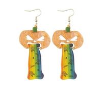 Halloween Pumpkin Acrylic Drop Earrings, Autumn Harvest Jewelry for Fall, Acrylic, No Gemstone