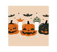 Halloween Pumpkin and Bats Light Switch Cover Plates/Outlet Covers, Orange and Black Jack-O'-Lantern, Gothic Decor for Spooky Season, Thermoplastic Wall Plates, Standard Size Double Toggle