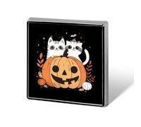 Halloween Pumpkin And Magic Cats Square Brooch Metal Pin Badges Fashion Lapel Pins Jewellery Unisex