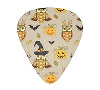 Halloween Pumpkin And Owl Guitar Paddle Set Of 12, Suitable For Guitar, Yukri, 3 Thicknesses