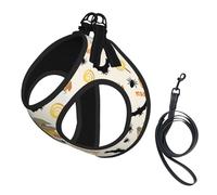 Halloween Pumpkin And Owl Print Adjustable Harness Leash Set For Cats And Dogs, Soft Breathable Kitten Puppy Mesh Vest With Reflective Design, Escape-Proof Lead For Small Pets Walking Training