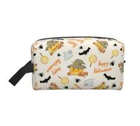 Halloween Pumpkin and Owl Print Storage Bag â€“ Large Travel Cosmetic Makeup Bags, Portable Pouch Organizer for Toiletries, Accessories