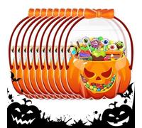 Halloween Pumpkin Ash - Resealable Pumpkin Candy Bags | 10 Pieces Halloween Bag with Handles | Seasonal Favour Bags for Autumn Parties, Trick or Treatment, School Event