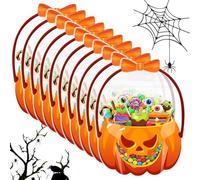 Halloween Pumpkin Bag - Halloween Favor Bags | 10 Pieces Trick Or Treat Resealable Pumpkin Candy Bags With Handles | Seasonal Decor For Fall Treats Trick Treating Candy Favor Event School