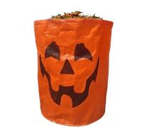 Halloween Pumpkin Bags - Folding Yard Trash Container with Festive Lantern Design, Reusable Garden Waste Bag for Grass Clippings Debris Outdoor Decoration Fall Season Events 26.38x29.92 Inches