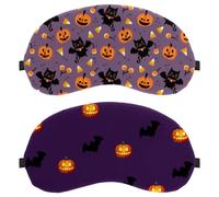 Halloween Pumpkin Bat 2-Pack Eye Patch and Eye Masks Set, Light-Blocking, Soft, Breathable Sleep Mask Kit