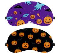 Halloween Pumpkin Bat 2-Pack Eye Patch and Eye Masks Set, Light-Blocking, Soft, Breathable Sleep Mask Kit
