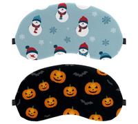 Halloween Pumpkin Bat 2-Pack Eye Patch and Eye Masks Set, Light-Blocking, Soft, Breathable Sleep Mask Kit