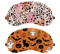 Halloween Pumpkin Black Cat Bat 2-Pack Light-Blocking Soft Breathable Blindfold Sleeping Masks