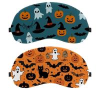 Halloween Pumpkin Black Cat Bat 2-Pack Light-Blocking Soft Breathable Blindfold Sleeping Masks