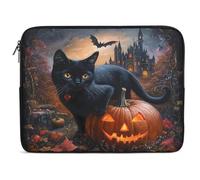 Halloween Pumpkin Black Cat Castle Laptop Sleeve 15inch Travel Carrying Case Protective Portable Computer Bag