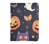 Halloween Pumpkin Black Orange Leather Passport and Vaccine Card Holder Combo for travel Wallet Combo Badge ID Vaccine Card Holder Wallet for men Lightweight