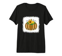 Halloween Pumpkin Bleached Orange Black Buffalo Plaid Women Premium T-Shirt