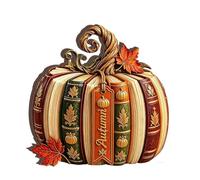 Halloween Pumpkin Book Stack Wooden Block Spooky Book Lover Library Table Top Decor Countertop Shelf Display Bookshelf Keepsake Freestanding Sign Accent