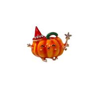 Halloween Pumpkin Brooch for Women Cute Pumpkin Crystal Enamel Pin Unique Red Cap Star Brooch Fall Rhinestone Pumpkin Pin Trendy Halloween Jewelry Accessories, L, Alloy Steel, no gemstone