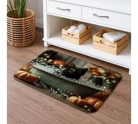 Halloween Pumpkin Bubble Bath Mat, Vintage Cat Decorative Non Slip Shower Rug, Autumn Memory Foam Washable Bath Rugs for Bathroom Toilet Restroom 16x24 Inch