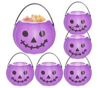 Halloween Pumpkin Bucket - 6-Pieces, Smile-Ghost Candy Buckets, Pumpkin Candy Bags | Halloween Party Favors for Holiday Cosplay Party Gathering Nighttime Family