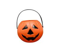 Halloween Pumpkin Buckets, Durable Plastic Trick or Treat Candy Buckets for Children, Halloween Party Decorations - Reusable Pumpkin Pails,Portable Design with Handles (A)