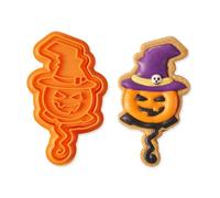 Halloween Pumpkin Candy Cookie Cutters, 3D Orange Halloween Cookie Cutters Shapes Pumpkin with Candy Design for DIY Biscuit Fondant Molds Cake Decorating Tool