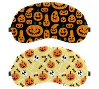 Halloween Pumpkin Candy Skull 2-Pack Light-Blocking, Soft, Breathable Sleeping Masks Blindfold Sleep Masks