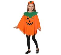 Halloween Pumpkin Cape Pumpkin Cloak and Headband Cloak Cape Cosplay Role Play Theme Party Clothes Dress Up Costume for Carnival Masquerade Stage Performance Hooded Poncho (Orange, One Size)