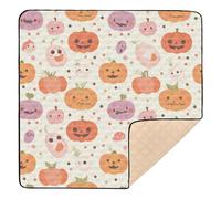 Halloween Pumpkin Cart Large Sturdy Baby Playmat for Floor Waterproof Tummy Time & Crawling Mat for Baby Toddler Infant, 50'' x 50''