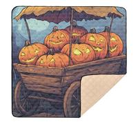 Halloween Pumpkin Cart Large Stylish Baby Play Mat for Floor 1-Piecing Activity Entertainment Mat for Baby Kids Toddlers Infants, 50'' x 50''