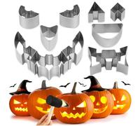 Halloween Pumpkin Carving Kit Pumpkin Carving Cutters Pumpkin Carving Metal Stencils 10Pcs Stainless Steel Pumpkin Carving Tools Easy and Safe to Use Cookie Cutter Moulds Set for Kids Adults