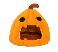Halloween Pumpkin Cat Bed Warm Sleeping Bed with Removable Cushion - Semi-Closed Cat House Tent Soft Cute Cave for Cats Small Dogs