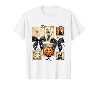 Halloween Pumpkin Cat Ghost Skull Coquette Bow Girls Women T-Shirt