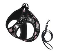Halloween Pumpkin Cat Print Dog Harness Reflective Pet Vest Harness Puppy Harnesses Leash Set,For Walking Training