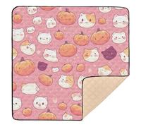 Halloween Pumpkin Cat Soft Padded Baby Play Mat for Indoor Outdoor Cozy Breathable Playroom Activity Mat for Babies Infants Toddlers, 50'' x 50''