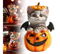 Halloween Pumpkin Cat Statue Resin Sculpture Collection Funny Creative Unique Figurine Ornament for Tabletop Bedroom Entryway Halloween Ornament 2025 Halloweens Pumpkin Cat Statue Resin Sculpture