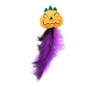 Halloween Pumpkin Cat Toy, Squeaky Stuffed Plush Kitten Chewing Interactive Playthings with Feather for Indoor Pet Activity E