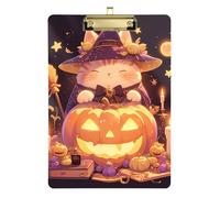 Halloween Pumpkin Cat Witch Cute Esoteric Spooky clipboard with Big Clip Plastic for Homework Pediatric Size 9 x 12