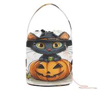 Halloween Pumpkin Cat Yarn Storage Crochet Project Bags with Holes Storage Bag for Crochet Carrier Crochet Organizer