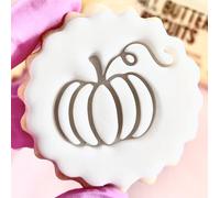 Halloween Pumpkin Cookie Cutter Autumn Stamp Embosser fits m&s Biscuits Great for Fondant Icing Reusable Marks and Spencers Pumpkin Halloween Fall Decor Ideas Party Favours Free Matching Cutter