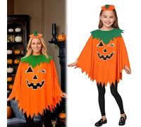 Halloween Pumpkin Costume for Women - Glow in The Dark Poncho Set,Pumpkin Costume Set,Halloween Cosplay Clothes for Women Men