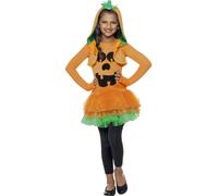Smiffys Pumpkin Tutu Dress Costume, Orange with Tutu Dress & Hooded Jacket, Halloween Child Fancy Dress, Pumpkin Dress Up Costumes