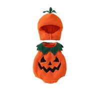 Halloween Pumpkin Costume Set, Infant Toddler Halloween Cosplay Cutie Plush Costume Party Favor with Baby Hat (Orange, 6-12 Months)