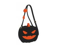 Halloween Pumpkin Crossbody Bag for Women, Cute PU Leather Shoulder Purse with Bat Strap Decor, Funny Trick or Treat Halloween Handbag, Gothic PU Leather Pumpkin Shoulder Purse (B# Black)