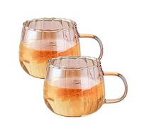 Halloween Pumpkin Cup, Clear Ribbed Glasses with Handle, Halloween Pumpkin Glasses Set, Clear Bubble Glasses, Latte Macchiato Glasses, Pumpkin Autumn Cup, Glasses for Coffee, Milk, Juice, Tea (C)