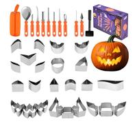 Halloween Pumpkin Cutout Set - Jack-O'-Lantern Set | 37 Piece Stainless Steel Sturdy Sculpture Material For The Whole Family