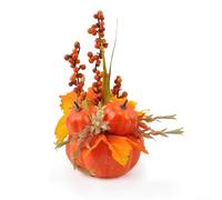 Halloween Pumpkin Decoration with Maple Leaves 8 Inch Foam Ornament for Indoor Outdoor Table Window or Thanksgiving Day Halloween Party Decoration(potted 03)