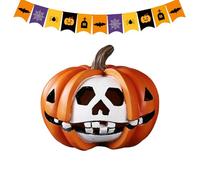Halloween Pumpkin Decorations - Skull Pumpkin Display Ornament - Resin Sculpture Ornament Decoration for Holiday Tabletop Home Indoor Halloween Party Festive Display
