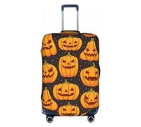 Halloween Pumpkin Designs Suitcase Cover Elastic Washable Luggage Cover Scratch Protector Multiple Sizes, White, Large