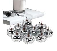 Halloween Pumpkin Disco Ball - 12-Piece Centerpiece Pumpkins, Glitter Finish Mini Craft Decor, Silver Table Decor Set | Autumn Artificial Artificial Disco Ball, Display for Home Party Events