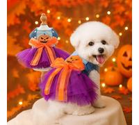 Halloween Pumpkin Dog Clothes Cat Costumes Cute Pet Outfits Funny Autumn Winter Puppy Princess Pet Dresses (Halloween,Large)