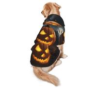 Halloween Pumpkin Dog Hoodie for Medium Large Dogs, Warm Soft Pet Sweatshirt, Easy to Wear Jumper Clothes