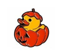 Halloween Pumpkin Duck Enamel Lapel Pin Badge 2.5 x 3cm Cute Rubber Duck Jack O Lantern Metal Accessory Spooky Autumn Brooch Gift for Collectors and Seasonal Fashion
